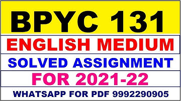BPYC 131 Solved Assignment 2021-22 in ENGLISH,  Whatsapp For Pdf  9992290905.