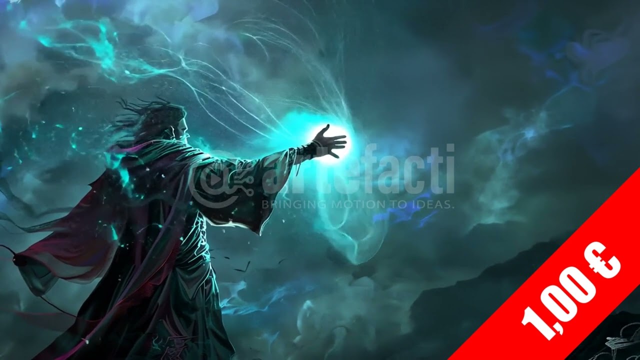 Mage Conjures Azure Wind Vortex – Dynamic Stock Video