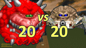 20 Cacodemons vs 20 Arachnotrons - Monster Infighting - Doom II Retro Battles