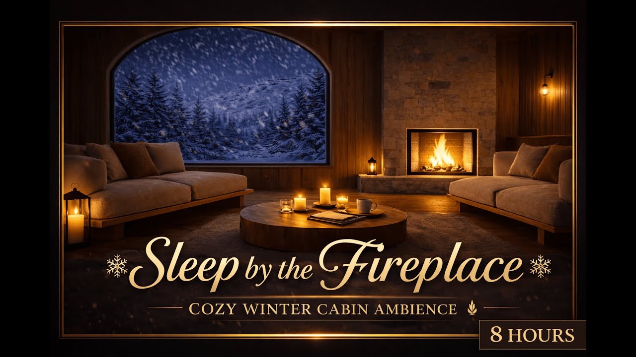 Snowfall Outside, Fireplace Inside ❄️ Cozy Cabin Ambience