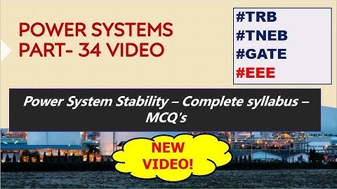 MCQs for Power System Stability || Power Systems-34 || TNEB || TRB || GATE | EEE | IN TAMIL