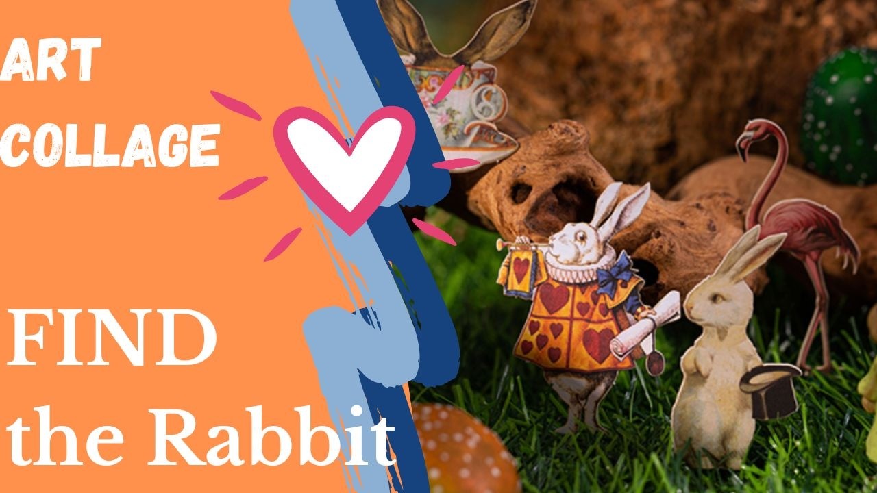ART COLLAGE TROUVER LE LAPIN D'ALICE