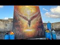 Angel battle spray paint art