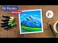 Beautiful mountain scenery  drawing with oil pastels  step by step