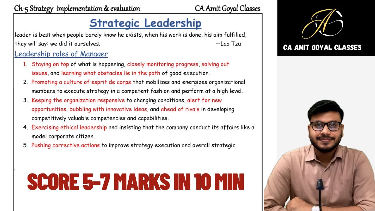 CA INTER I SM I Ch-5 I Strategic Leadership and Strategic Performance MeasuresI 5-7 Marks in 10 Min
