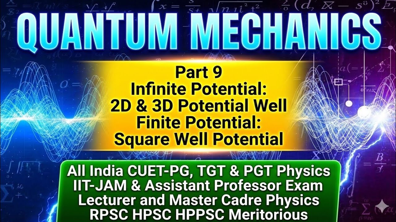 Quantum Mechanics L09 PGT, CUET-PG Physics, BARC Physics, IIT JAM Physics, GATE Physics TIFR Physics