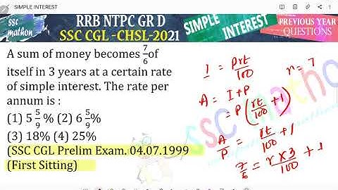 A sum of money becomes 7/6 0r itself in 3 years at a certain rate of simple interest. The rate per