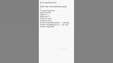 Logical Operations|Program to demonstrate Logical Operators in Java| #java #coding #logicaloperators