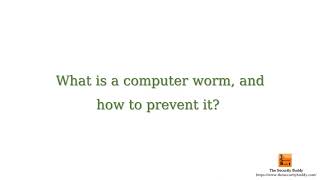 What is a computer worm and how to prevent it?