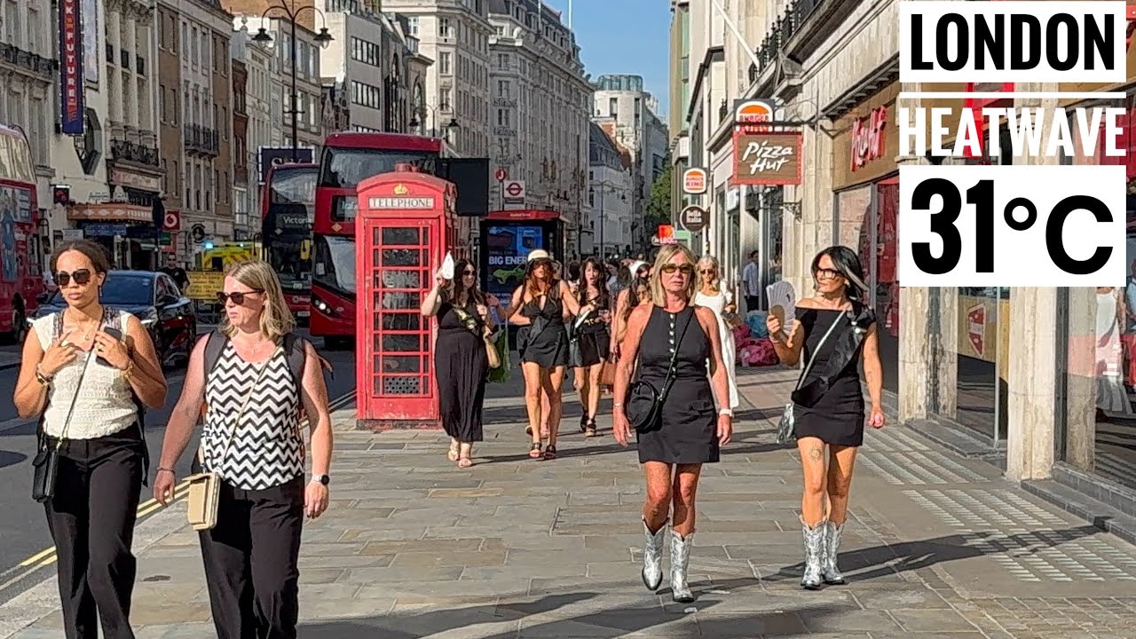 London City Street Walking Tour | Hot Day in Central London 2025 | London Summer Walk [4K HDR]