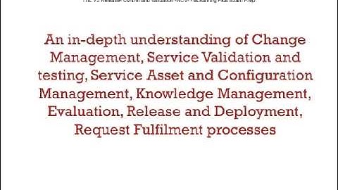 ITIL V3 Release  Control and Validation  RCV    eLearning Plus Exam Prep
