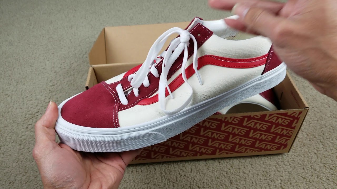 vans cream and red