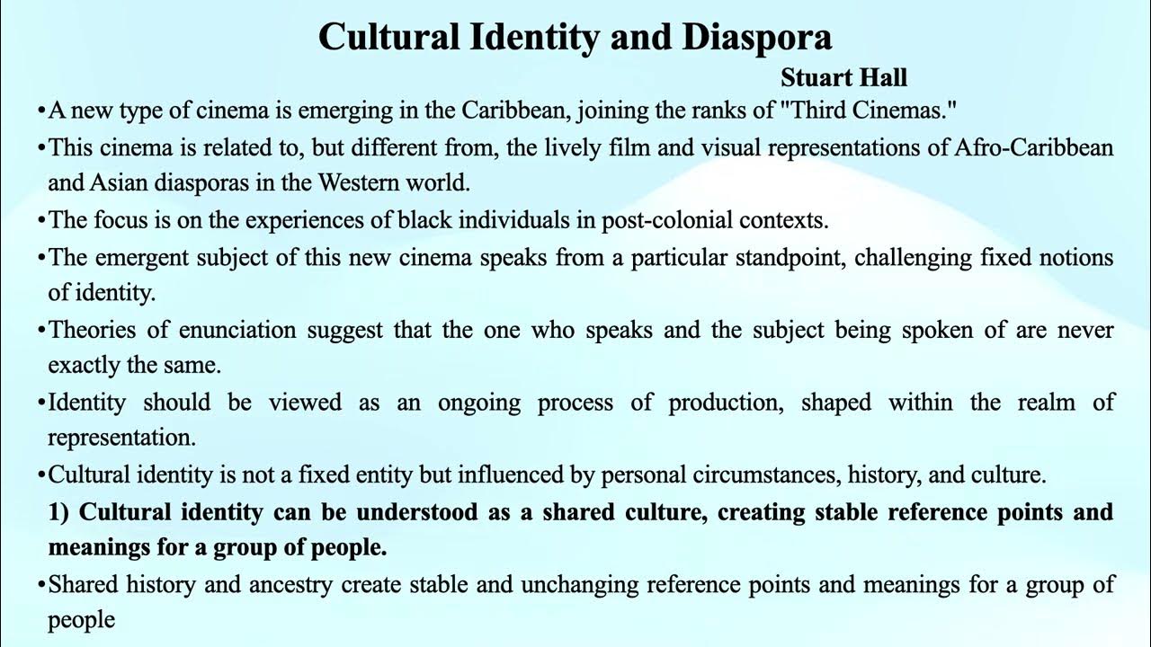 Stuart hall s cultural identity and diaspora summary notes youtube