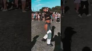 Crazy hot raver girl booty shake dance at the festival