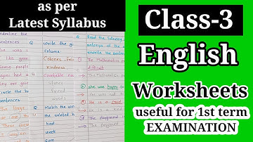 Class-3 ENGLISH Worksheet | Class 3 unit test question paper | Class-3 english question paper