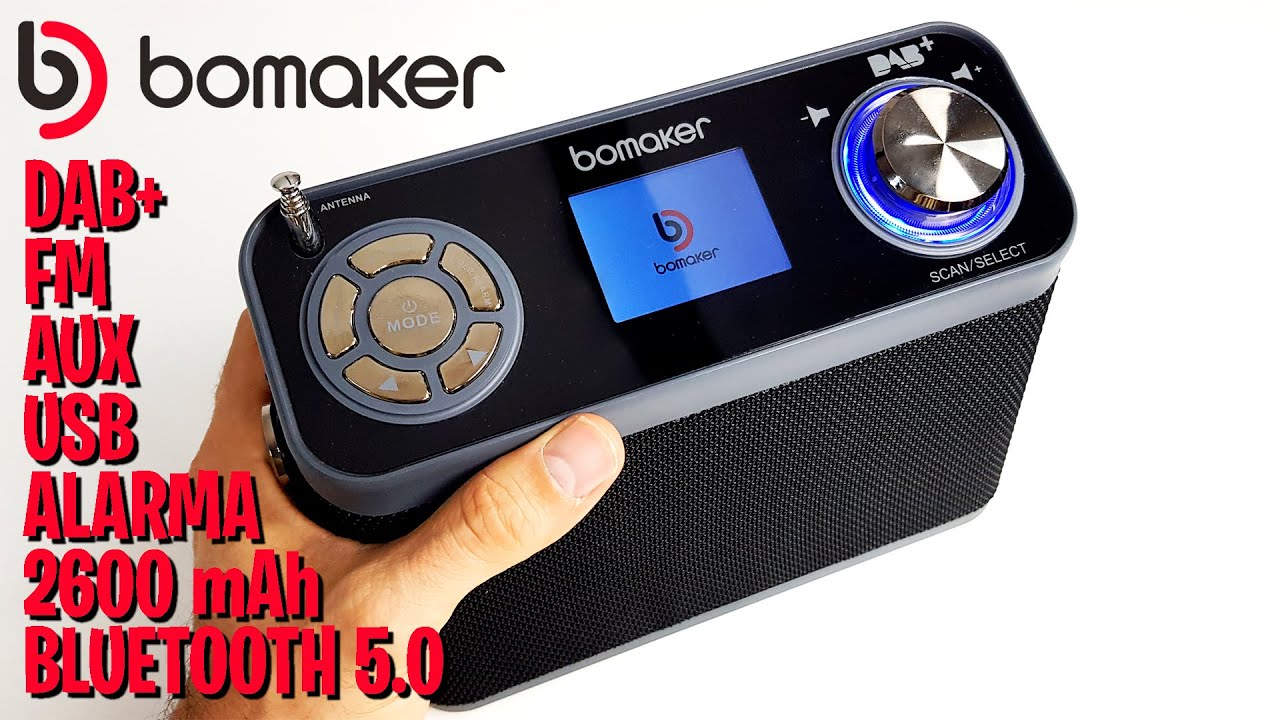 Blaster DAB Radio altavoz Bluetooth portátil, Radio: DAB / DAB+ / FM, Bluetooth, AUX-In, altavoz estéreo de banda completa, pantalla LCD, alarma / despertador, móvil / portátil