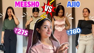 Meesho Vs Ajio Trouser Haul 😍 ||Same product but different price😨 || Which one is best ?