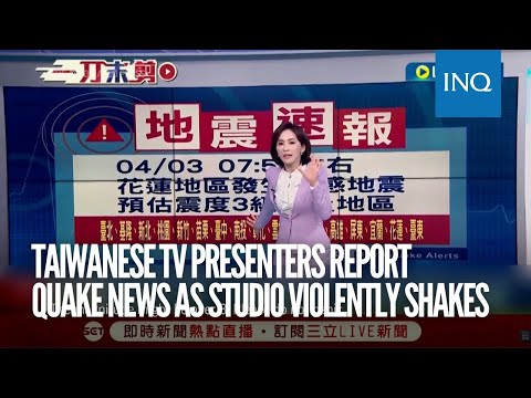 Taiwanese TV presenters report earthquake news as studio violently shakes