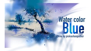 painting water color monochrome | wonderful blue colour painting | how to use blue Colors