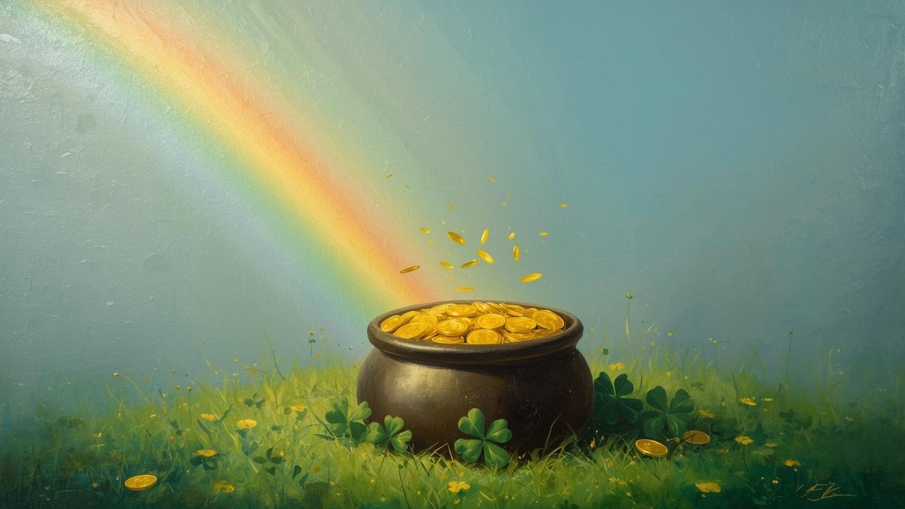 St. Patrick’s Day Pot of Gold Rainbow Vintage Painting | Frame TV Art | 2-Hour Screensaver