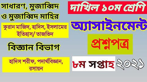 Dakhil Assignment 8th Week 21 Questions Sheets PDF File