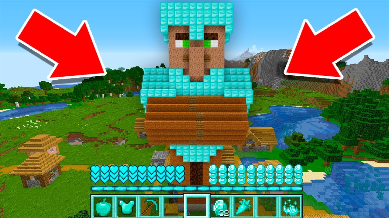 HOW to build VILLAGER DIAMOND TITAN!? Minecraft NOOB vs PRO! 100% TROLLING VILLAGE DEFENSE BATTLE