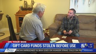 Gift card funds stolen before use