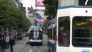 【スイス】チューリッヒ中央駅付近で行きかう路面電車＆トロリーバスを見る　Trams in Zürich