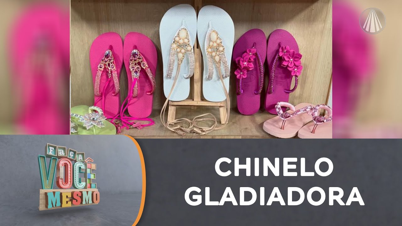 Veja como fazer um lindo Chinelo gladiadora de metal e pedrarias