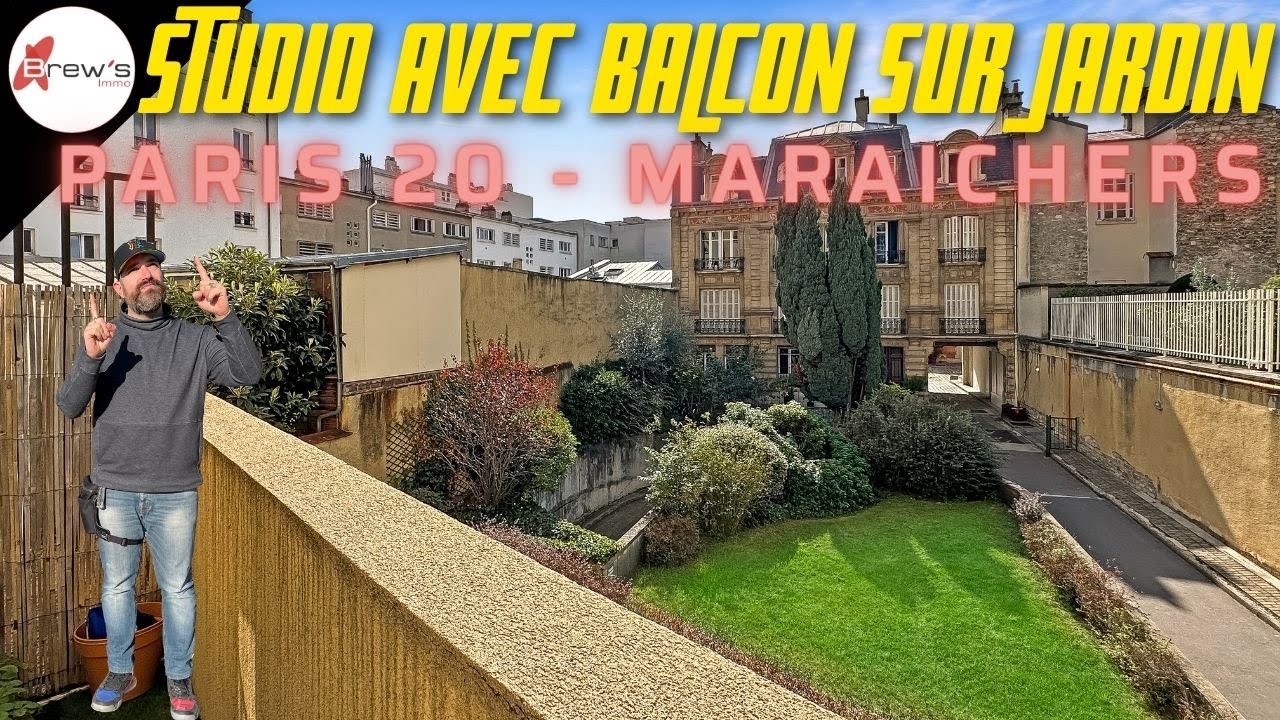 Paris 20, studio à louer vide avec balcon et vue splendide sur jardin et hôtel particulier !