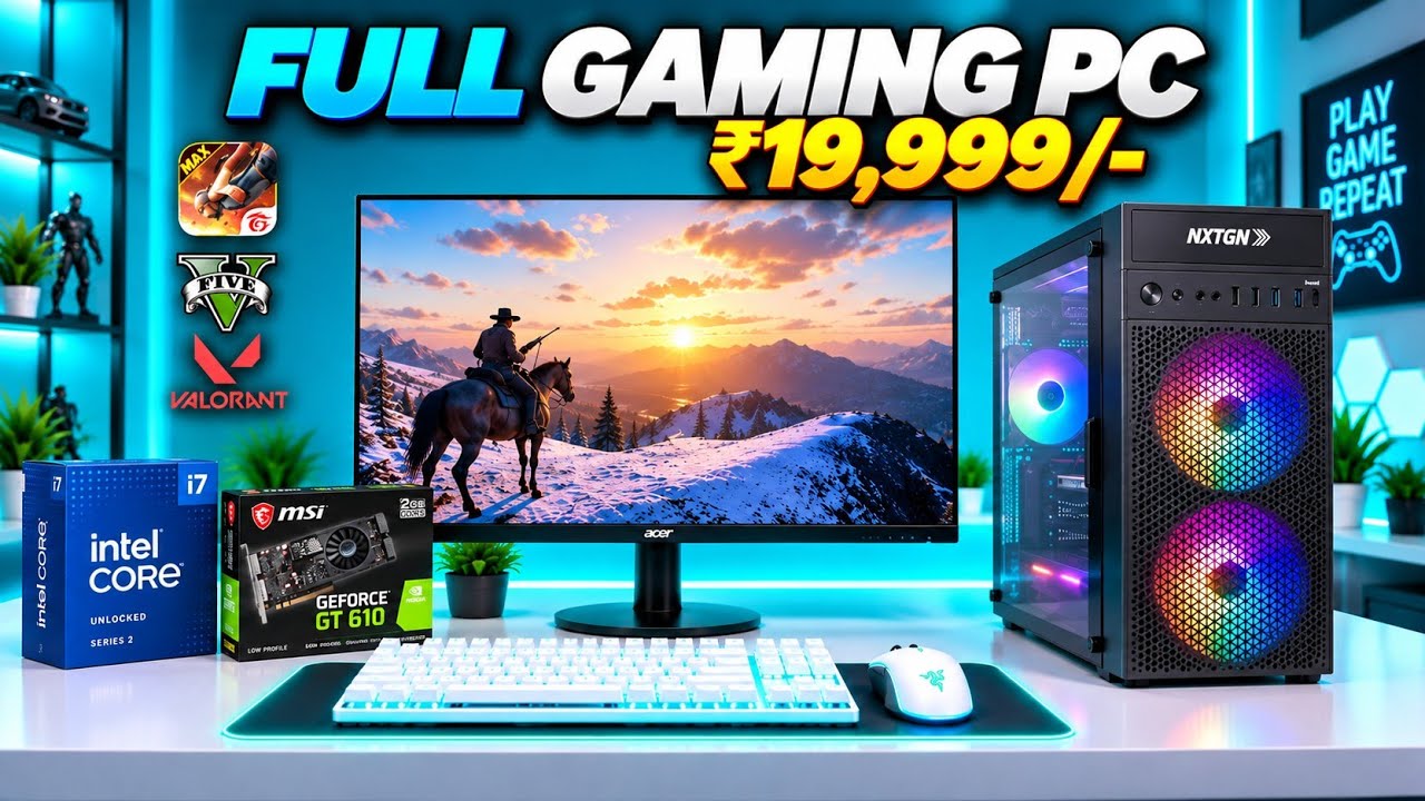 Under 20k gaming PC | Amazon flipkart NXTGN entwino rionix DZAB PC free fire on bluestacks tutorial 