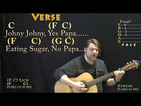 Johny Johny, Yes Papa - Guitar Cover Lesson In C With ChordsLyrics - Munson