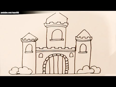 How to draw a castle step by step - YouTube
