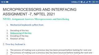 Microprocessors and Interfacing NPTEL assignment 7 solutions #nptel2021