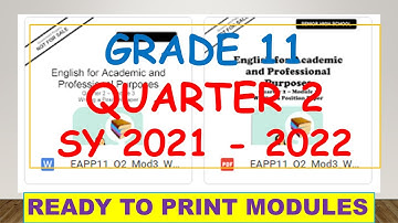 HOW TO USE GRADE 11 READY TO PRINT MODULES Q2 SY 2021 2022