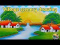 গ্রামের সুন্দর প্রাকৃতিক দৃশ্য আঁকা | Village Scenery Drawing Step by Step | Easy Landscape Art