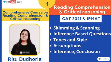 Comprehensive Course on Reading Comprehension & Critical reasoning - Lesson 1 l Ritu Dudhoria