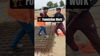 🏗️ Foundation Steel Ko Dai Se Kaise Bandhte Hain? | Asli Construction Work 🔥#Shorts #FoundationWork