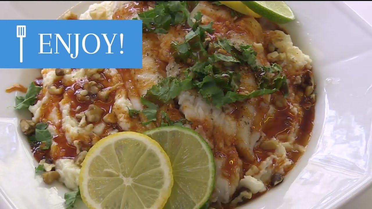 Heartland Catfish Catfish with Gouda Grits and Hot Honey Sauce YouTube