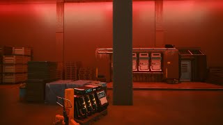 Cyberpunk 2077 exploring a red Arasaka vestibule in Northside, Watson
