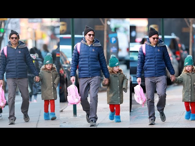 Bradley Cooper, 47, is a doting father as he holds hands with his  five-year-old daughter Lea in NYC