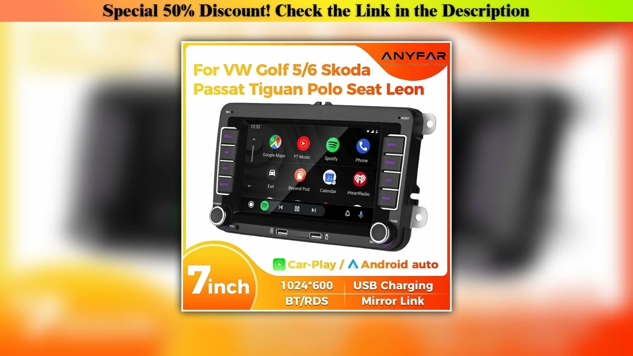 Limited 7" 2 Din HD Car Media Video RDS Airplay Car Radio CarPlay Android Auto Stereo Audio For Vol