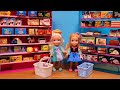 Color challenge ! Elsa & Anna toddlers - grocery store - shopping - Barbie