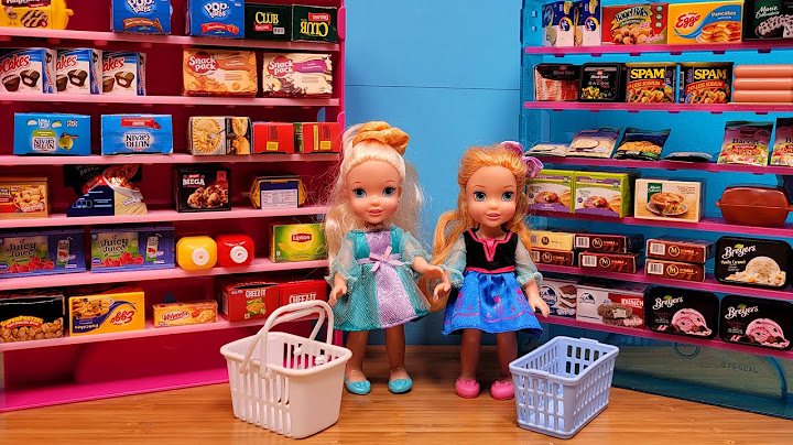 Color challenge ! Elsa & Anna toddlers - grocery store - shopping - Barbie