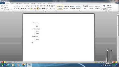 Microsoft Word Lists Check, Bulleted, Numbered, Nested
