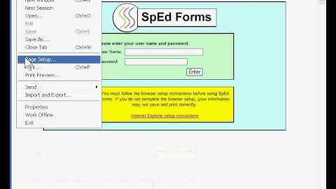 Internet Explorer setup for SpEd Forms