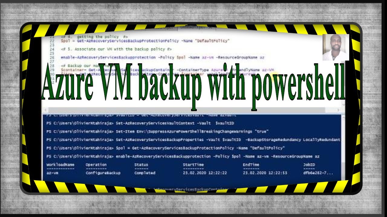 How to back up Azure Virtual machine using powershell - YouTube