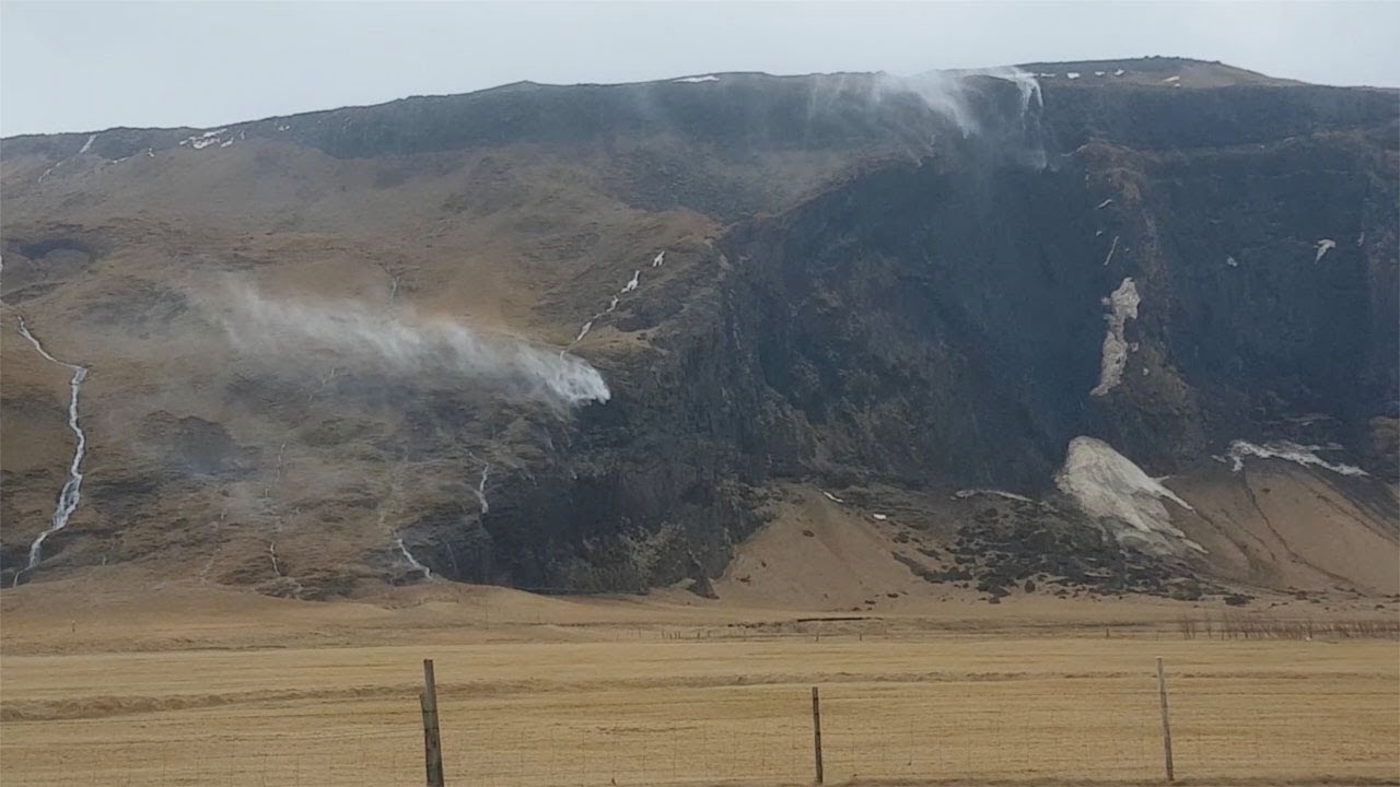 Strong Winds Cause Waterfall To Blow Backwards