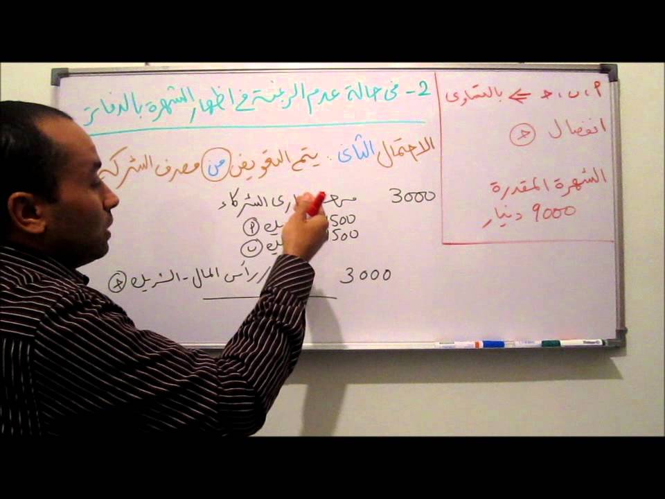 محاسبة شركات الأشخاص 23 - معالجة الشهرة عند انفصال شريك