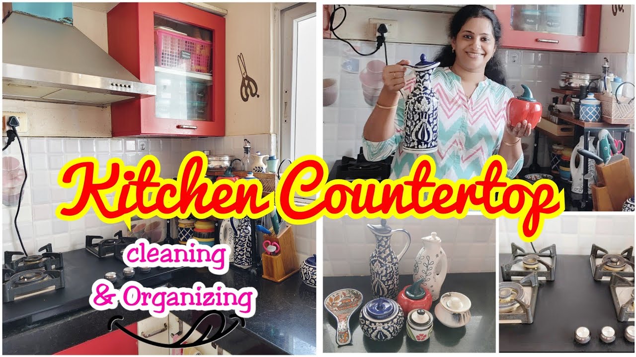 Kitchen countertop Cleaning & Organizing✨|New kitchen items💗 #kitchen #cleaning #tips #home #vlog